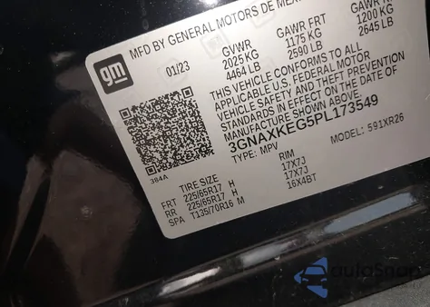 2023 Chevrolet Equinox Fwd Lt from USA, damaged, VIN 3GNAXKEG5PL173549